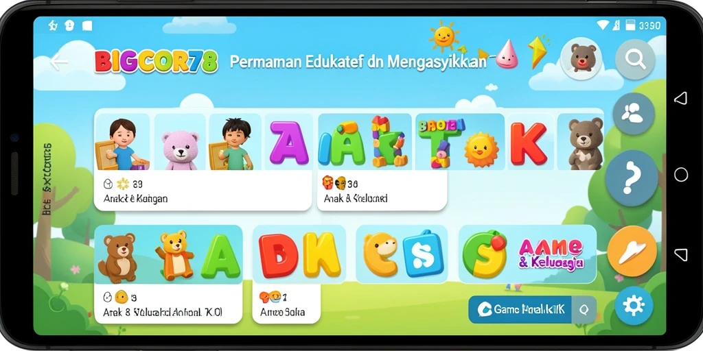 Antarmuka ceria dan interaktif permainan edukatif untuk anak-anak.