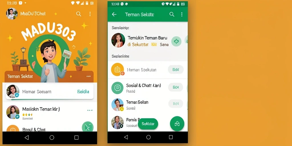 Antarmuka MADU303 yang sederhana dan menarik untuk menemukan teman.