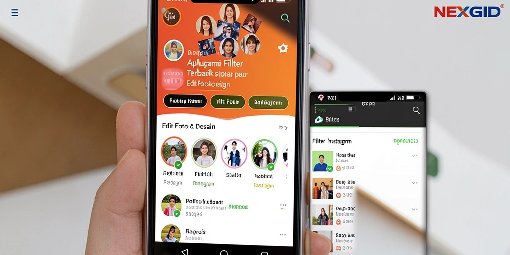 Tampilan NEXGID menampilkan beragam filter Instagram yang siap digunakan.