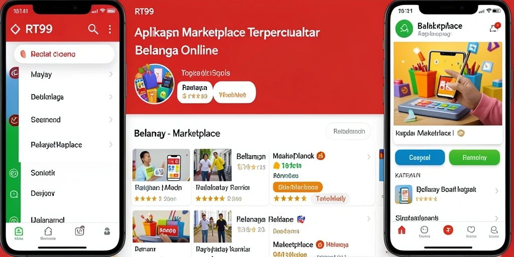 Antarmuka aplikasi RT99 yang user-friendly untuk berbelanja online.