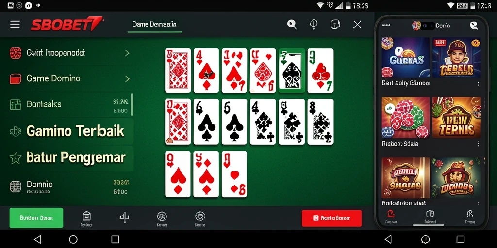 Antarmuka menarik SBOBET memperlihatkan gameplay seru game Domino.