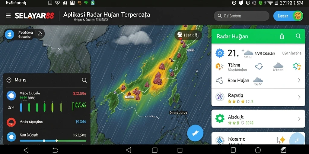 Antarmuka aplikasi SELAYAR88 menunjukkan peta radar hujan yang detail.