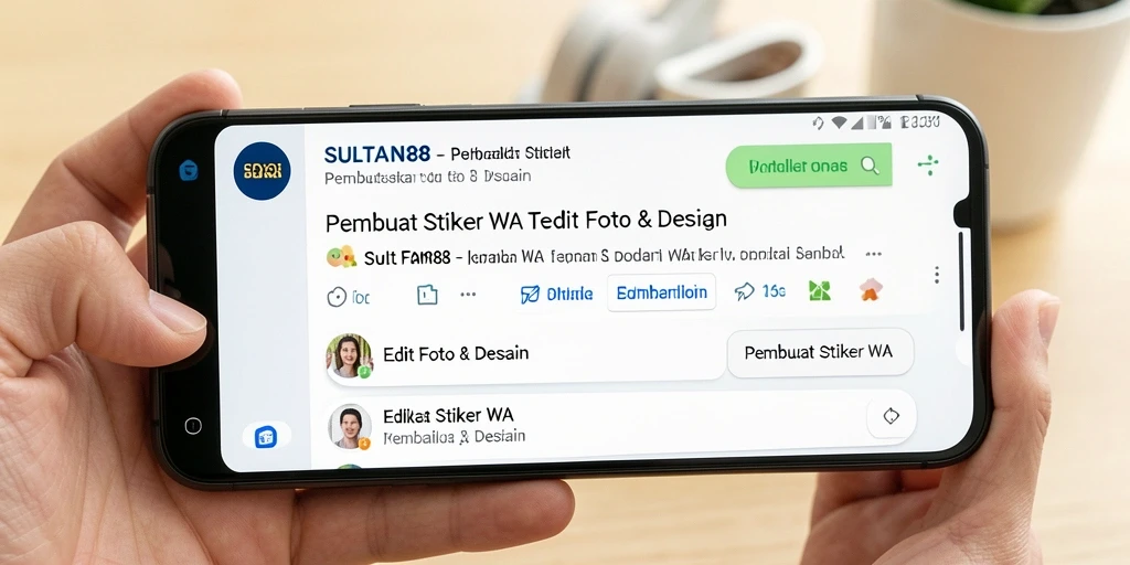 Antarmuka aplikasi SULTAN88 untuk membuat stiker WA yang kreatif.