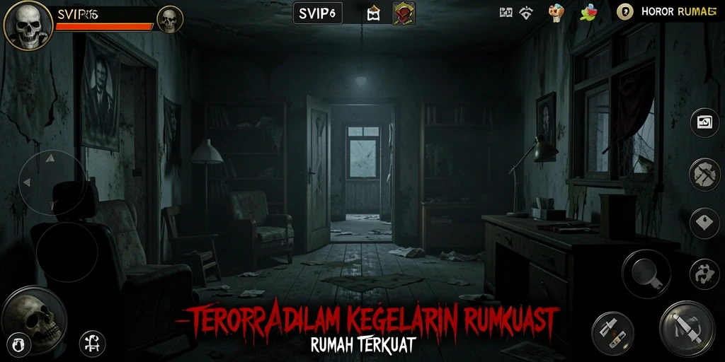 Antarmuka SVIP6 menampilkan suasana angker yang mencekam dan detail grafis yang mengesankan.