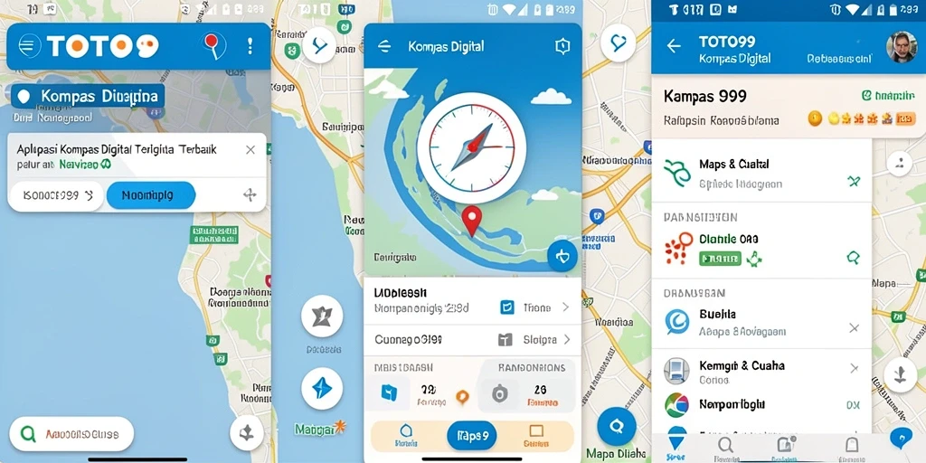 Antarmuka aplikasi TOTO99 dengan fungsi Kompas Digital yang intuitif.